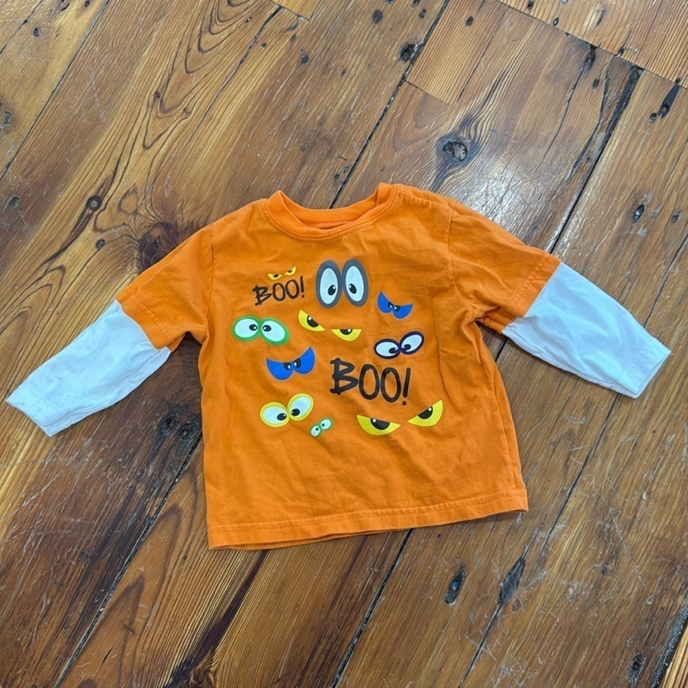 Halloween Unisex Orange Boo shirt for toddler baby size 18 months
